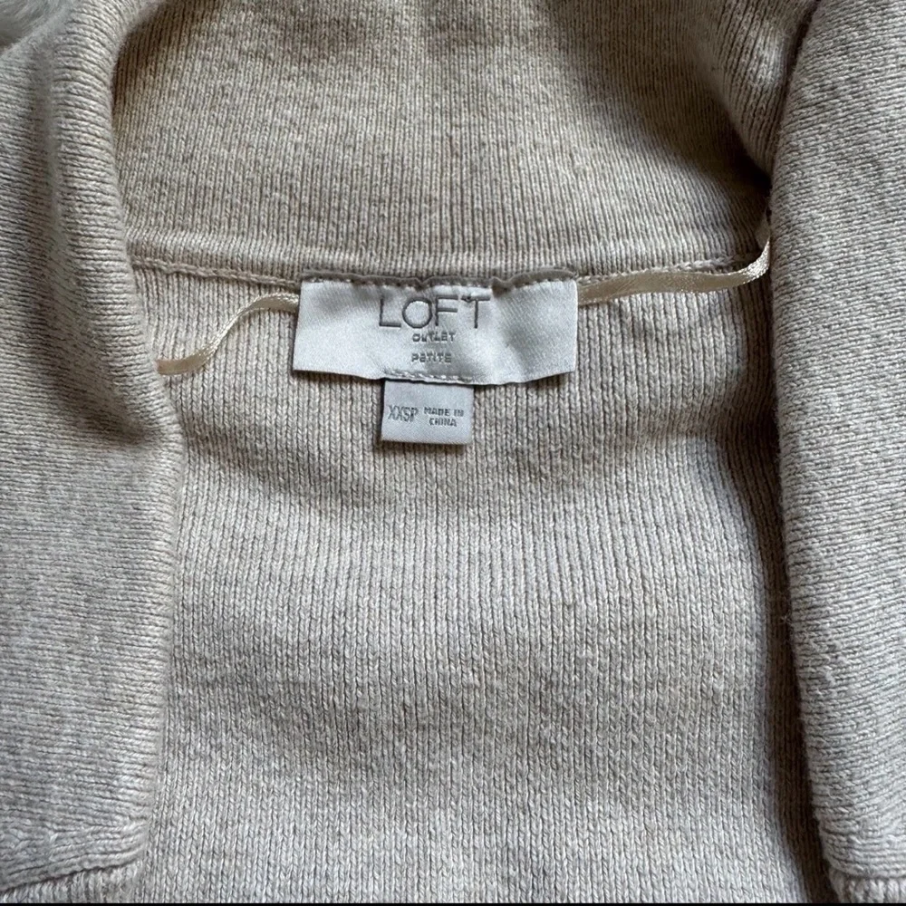 Loft Cardigan Sweater Women Cream Petite XXS Long Sleeve Open Front Pockets Soft - Picture 3 of 4